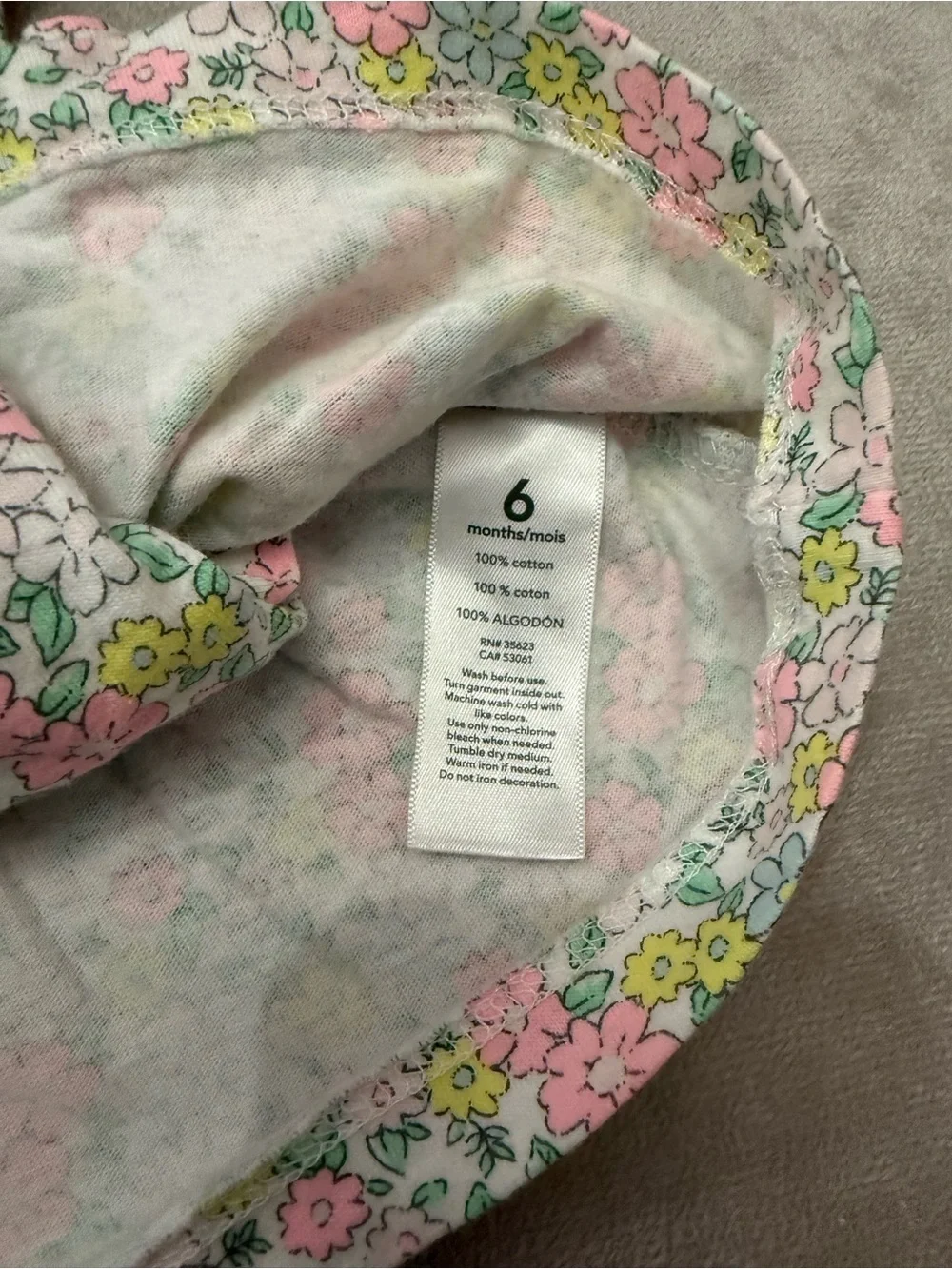 Carter’s Baby Girl Floral Dress Bodysuit 3 Months Pink Yellow Flutter Sleeve One